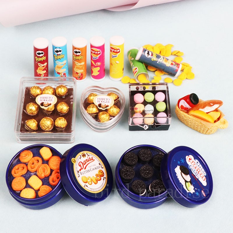 Junk Food Snacks - 1/6 miniatlue boneka makanan Mini kue