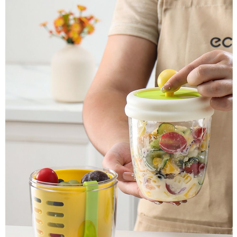Wadah Salad Dua Tingkat yang D - Food Snacks For Camping ulasan dan harga